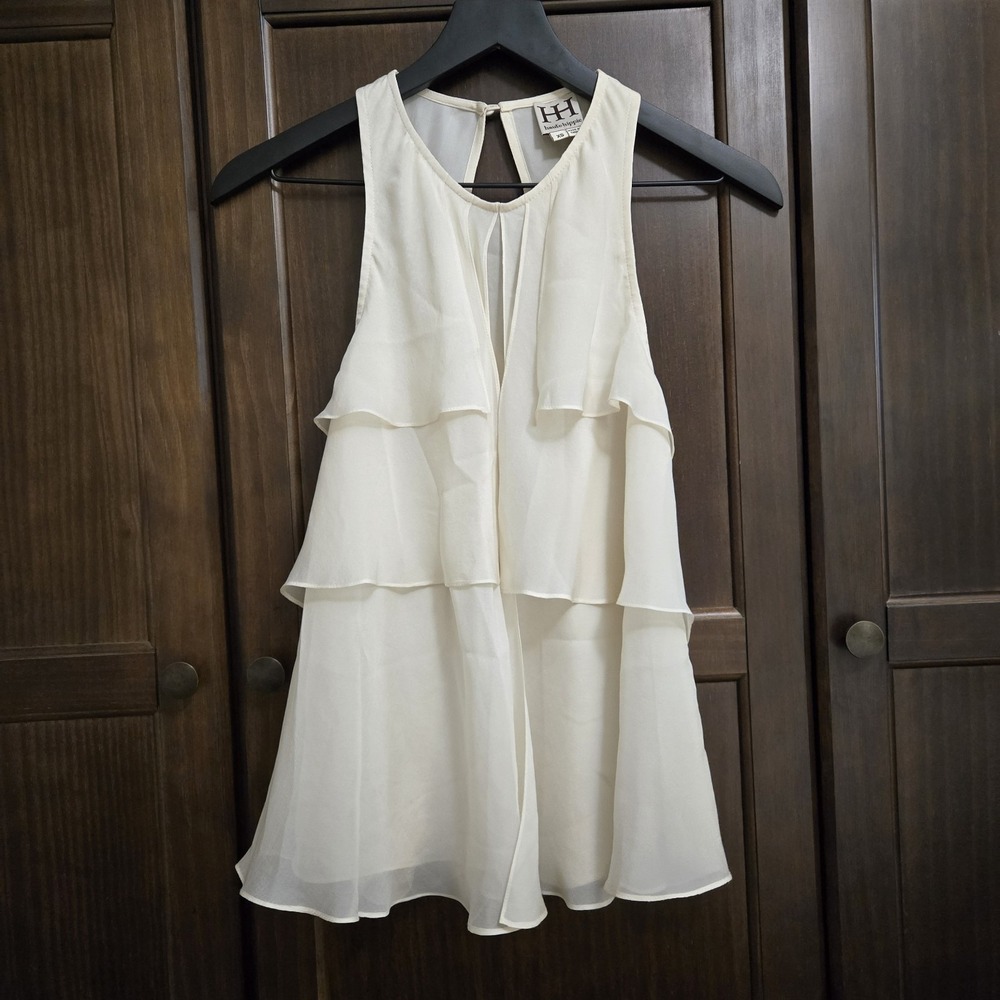 Haute Hippie Silk Layered Halter Blouse Ivory XS Romantic Fairy Elegant Feminine